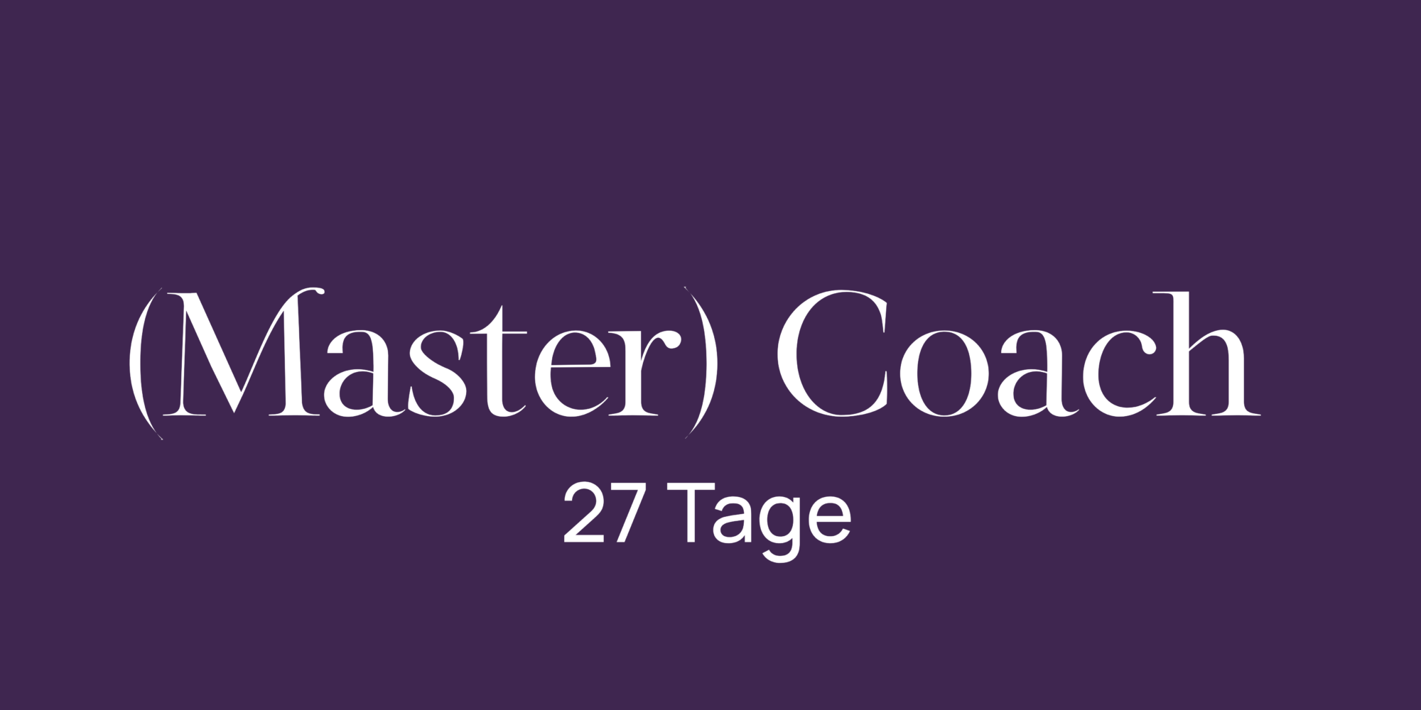 (Master) Coach